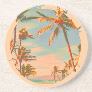 PixDezines Vintage Hawaiian Beach Scene Coaster