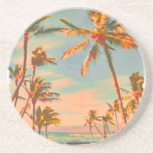 PixDezines Vintage Hawaiian Beach Scene Coaster