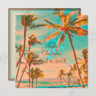 PixDezines Vintage Hawaiian Beach/teal Invitation