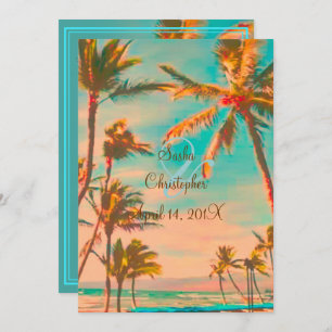 PixDezines VINTAGE HAWAIIAN BEACH/TEAL Invitation