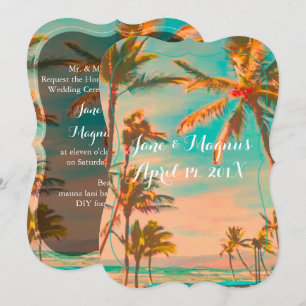 PixDezines vintage hawaiian beach/teal Invitation