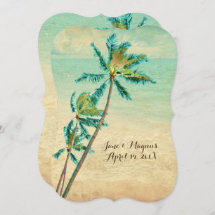 PixDezines Vintage Hawaiian Beach/teal Invitation
