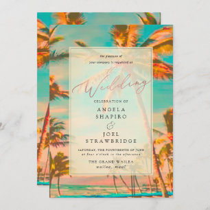 PixDezines VINTAGE HAWAIIAN BEACH/TEAL Invitation