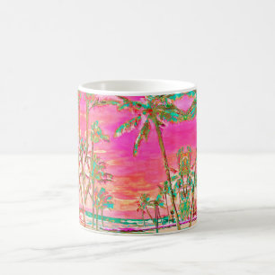 PixDezines Vintage Hawaiian Beach/Teal+Orange Coffee Mug