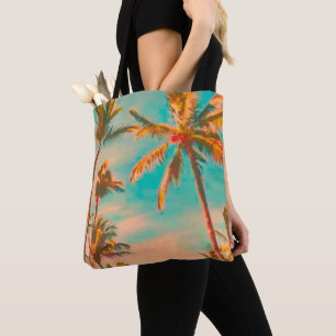 PixDezines Vintage Hawaiian Beach/Teal Tote Bag