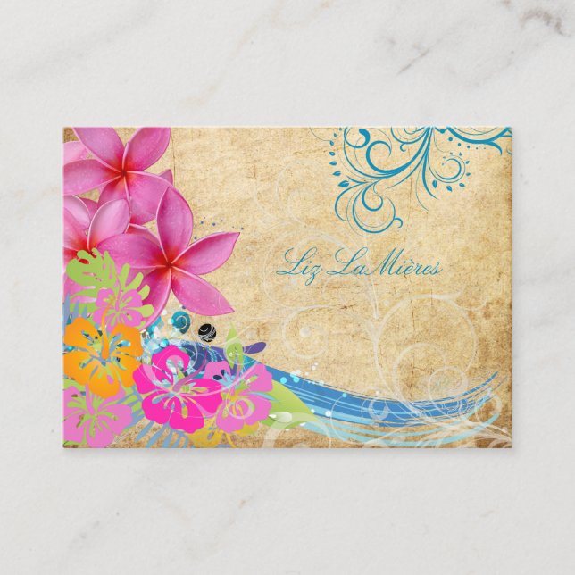 PixDezines vintage hula waves Business Card (Front)