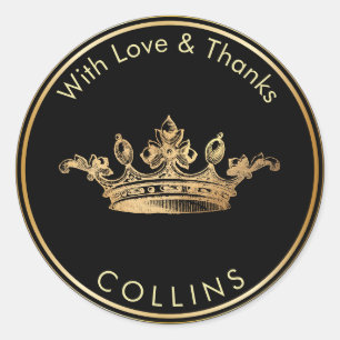 PixDezines Vintage Imperial Crown/Faux Gold Classic Round Sticker