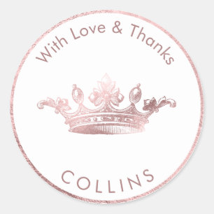 PixDezines Vintage Imperial Crown/Faux Rose Gold Classic Round Sticker