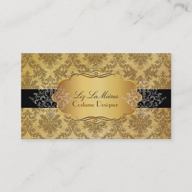 PixDezines vintage la paloma damask Business Card (Front)