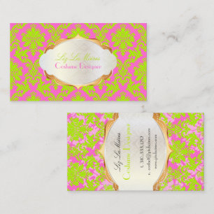 PixDezines vintage la paloma damask/lime Business Card