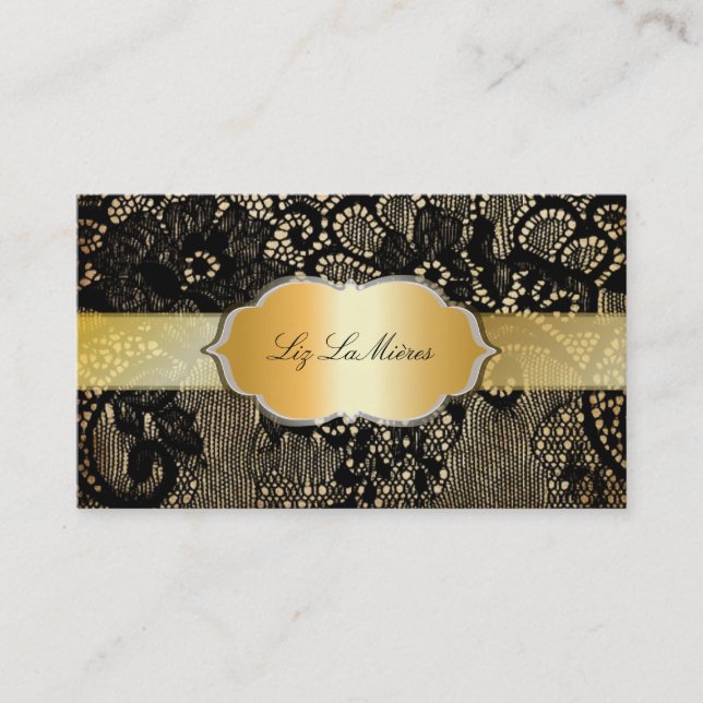 PixDezines Vintage Lace-Up/black Business Card (Front)
