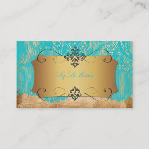 PixDezines Vintage Lace-Up/blue Business Card