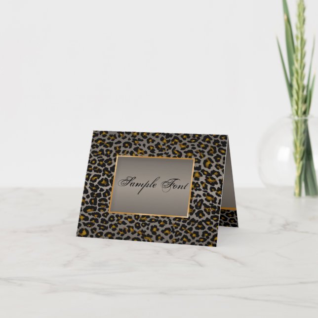 PixDezines VINTAGE LEOPARD/GRAPHITE BACKGROUND Thank You Card (Front)