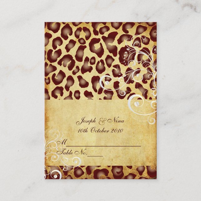 PixDezines Vintage Leopard place cards, chubby Card (Front)