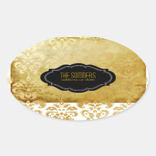 PixDezines vintage lys damask/DIY background Oval Sticker