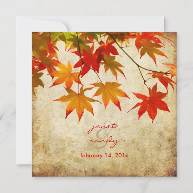 PixDezines vintage maple leaves/fall event Invitation (Front)