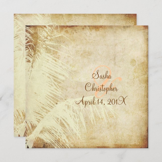 PixDezines VINTAGE PALM/FAUX PARCHMENT/DIY FONTS Invitation (Front/Back)