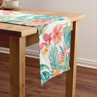 PixDezines Vintage Pastel H2 Hawaii Floral Foliage Medium Table Runner