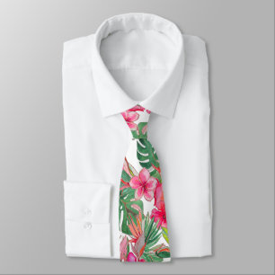PixDezines Vintage Pastel H2 Hawaii Floral Foliage Tie