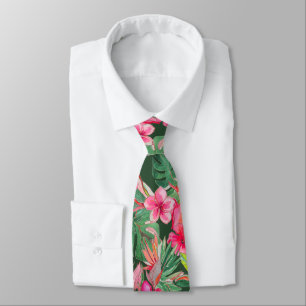 PixDezines Vintage Pastel H2 Hawaii Floral Foliage Tie