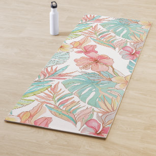 PixDezines Vintage Pastel H2 Hawaii Floral Foliage Yoga Mat