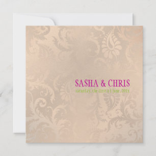 PixDezines vintage pavo damask/pink champagne Invitation