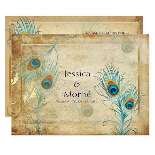 PixDezines vintage peacock feather/DIY colours Card