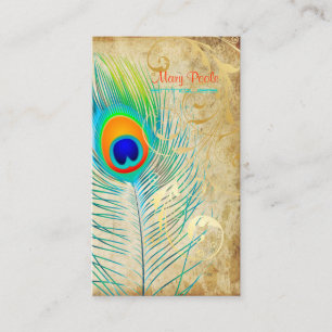 PixDezines vintage peacock+filigree swirls Business Card