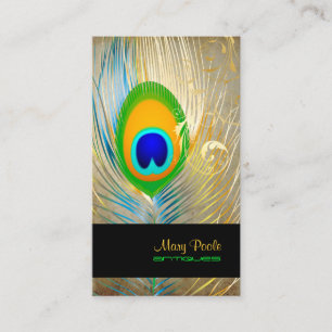PixDezines vintage peacock+filigree swirls Business Card