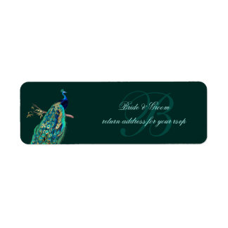 PixDezines Vintage Peacock Illustration Return Address Label