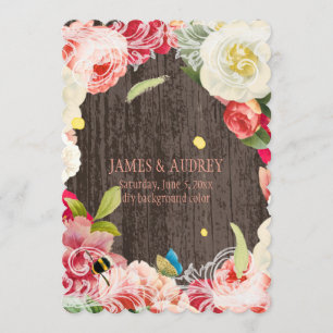 PixDezines vintage peonies, roses/redoute Invitation