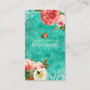 PixDezines vintage peonies/watercolor Business Card