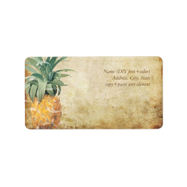 PixDezines Vintage Pineapple/Faux Parchment Label (Front)