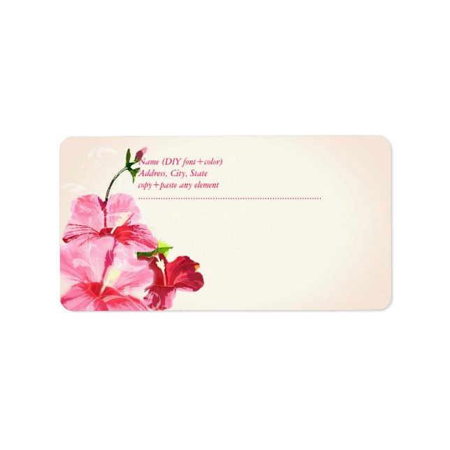 PixDezines Vintage Pink Hibiscus/Faux Parchment Label (Front)