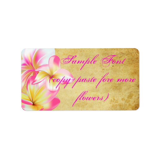 PixDezines vintage pink plumeria Label (Front)