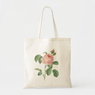 PixDezines Vintage Pink Roses/Redoute Illustration Tote Bag