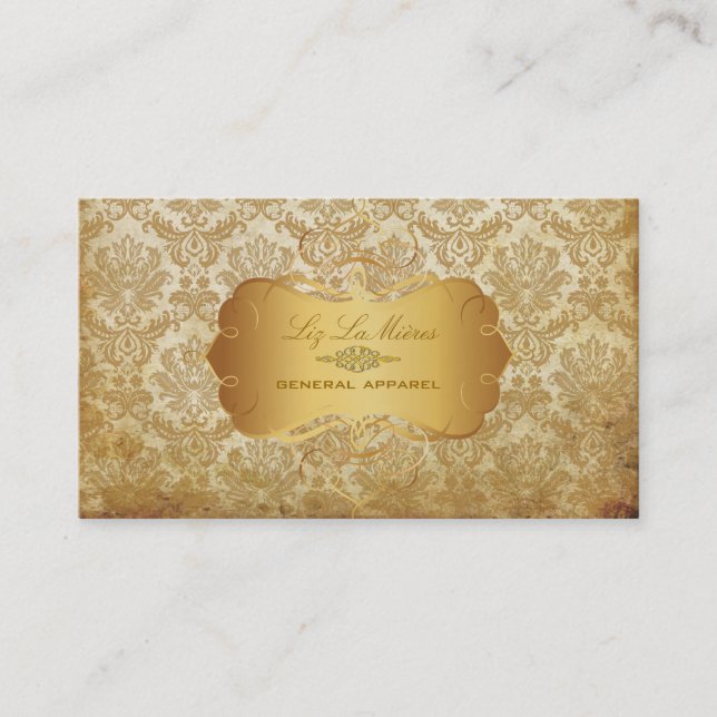 PixDezines vintage piqué damask Business Card (Front)
