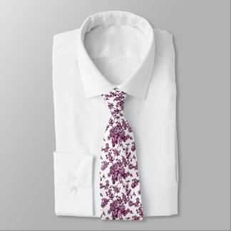 PixDezines Vintage Purple Plum Toile Roses Tie