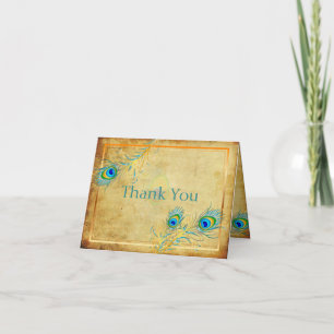 PixDezines vintage pzazz peacock/DIYcolor! Thank You Card