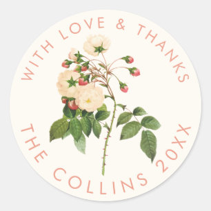 PixDezines VINTAGE ROSES. NIVEA, Thank You Classic Round Sticker