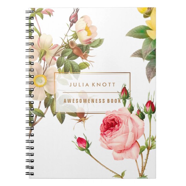 PixDezines Vintage Roses/Redoute Notebook (Front)