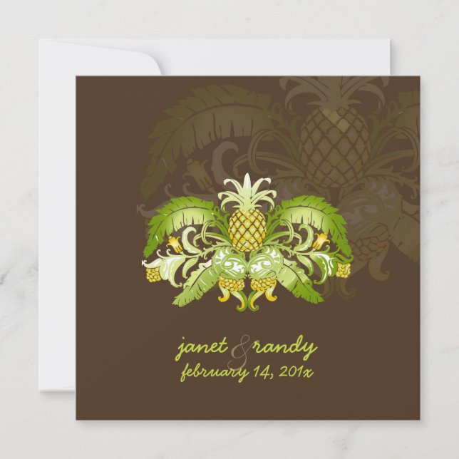 PixDezines Vintage Royal Hawaiian pineapples Invitation (Front)