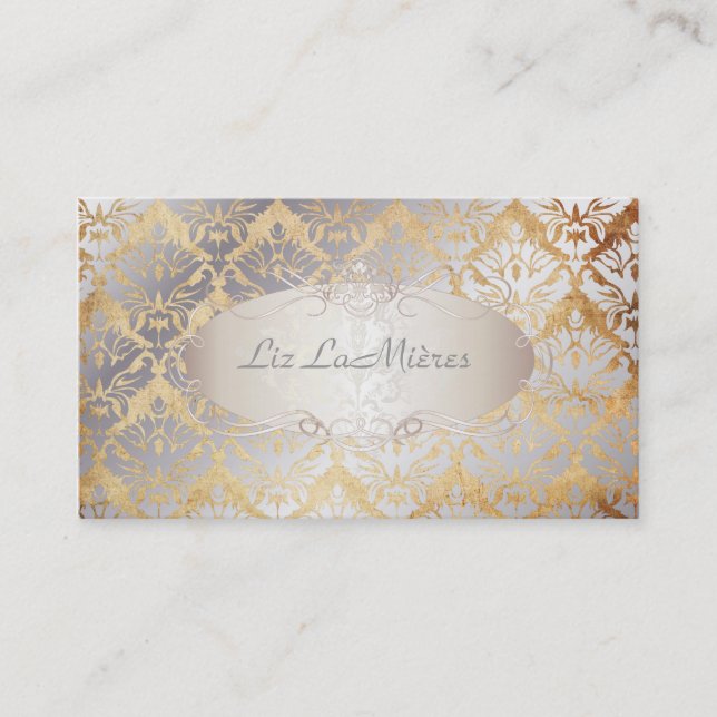 PixDezines vintage sabine damask Business Card (Front)