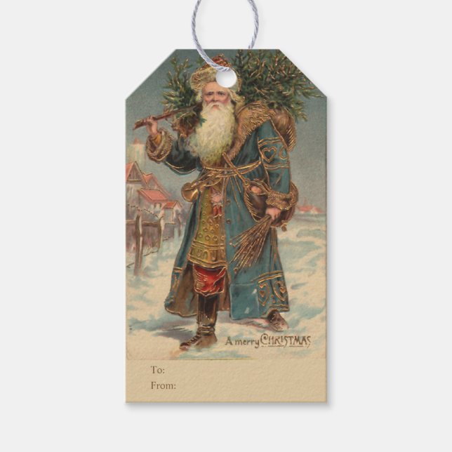 PixDezines Vintage Santa Christmas Gift Tags (Front)