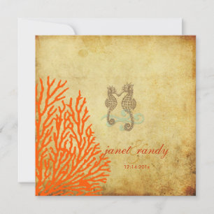 PixDezines Vintage Seahorse+coral Invitation