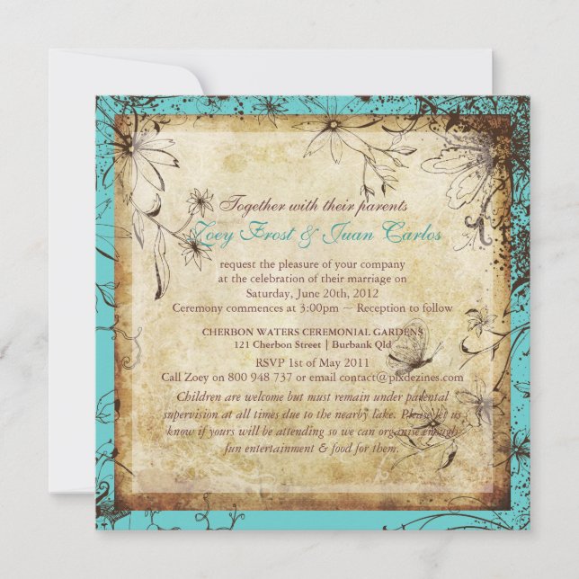 PixDezines Vintage Secret Garden, fall wedding Invitation (Front)