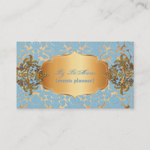 PixDezines vintage sky blue fidora damask Business Card