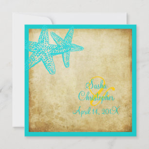 PixDezines vintage Starfish/Beach Wedding Invitation