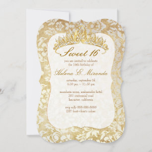 PixDezines vintage Sweet 16/ princess/pearl damask Invitation