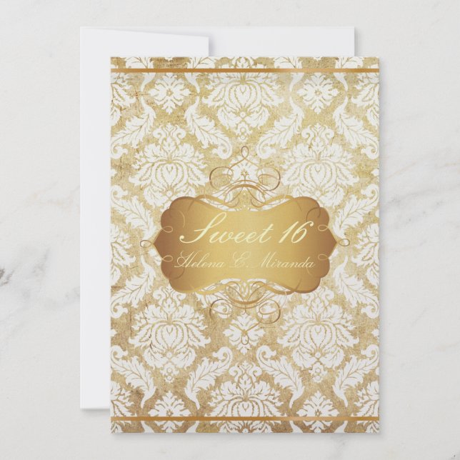 PixDezines Vintage Sweet 16/venezia damask Invitation (Front)
